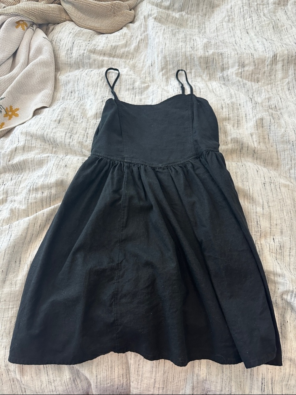 American Eagle Outfitters Black Mini Sundress with Spaghetti Straps
